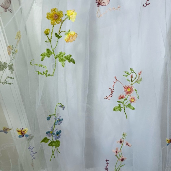 Floral Embroidered Corset A Line Fairy White tulle midi Dresses size XL - Picture 6 of 8
